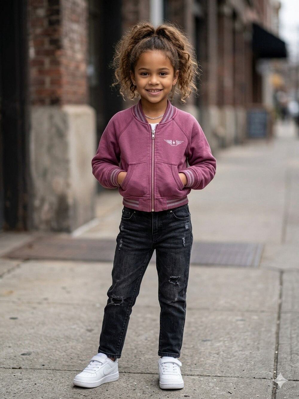 Kid Tails Hard Tail Girls XXS 4-5X Mulberry Baseball Bomber Jacket NWT